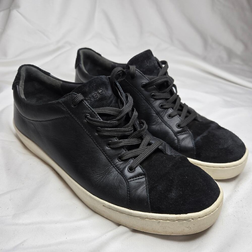 VINCE Black Suede Leather Janna Low Top Sneakers 8.5